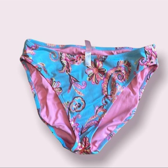 🔹5/$25🔹 VICTORIA’S SECRET Blue and Pink Floral BIKINI‎ BOTTOM Size Medium - Picture 1 of 8